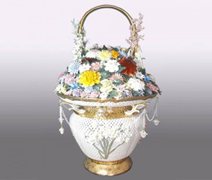 通花瓷雕花籃《丹鳳朝陽》